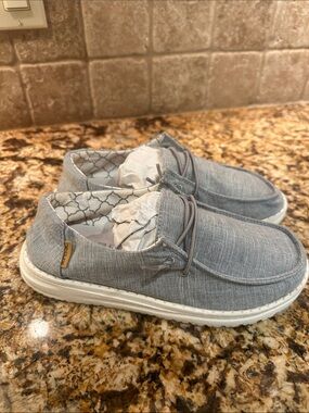 Hey Due Kids Casual Gray Canvas Slip-On Loafers - Youth 3 - 4